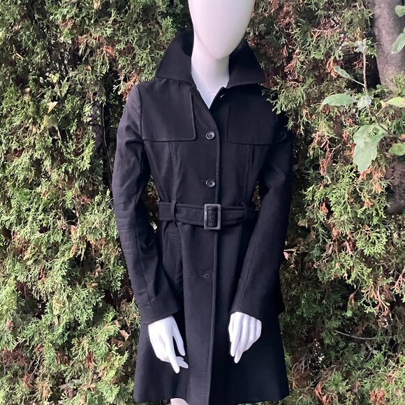 Theory Trench Coat Black with Belt Size M - Picture 3 of 10
